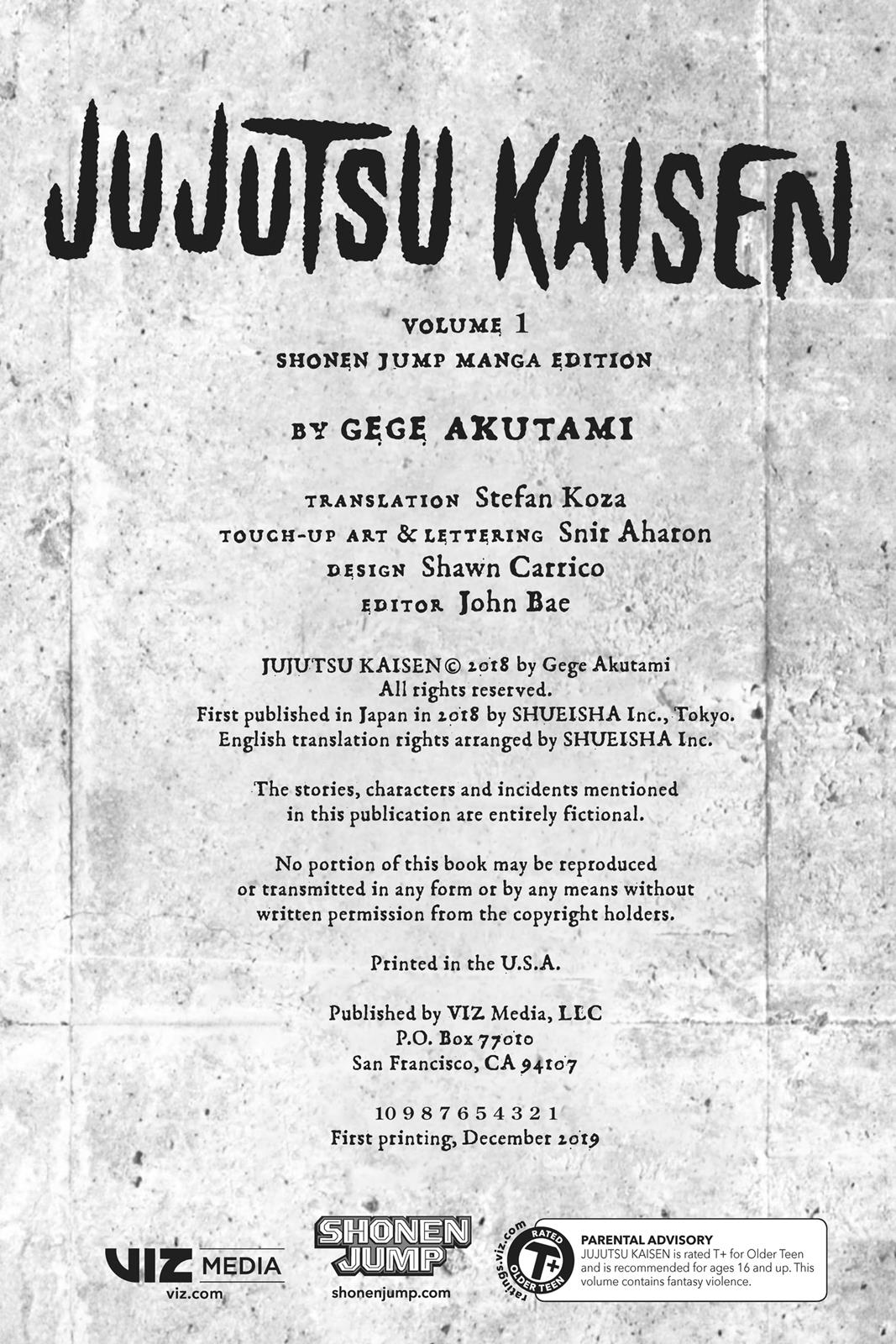 Jujutsu Kaisen, Chapter 1