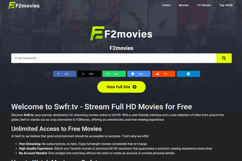 F2Movies and torrent sites
