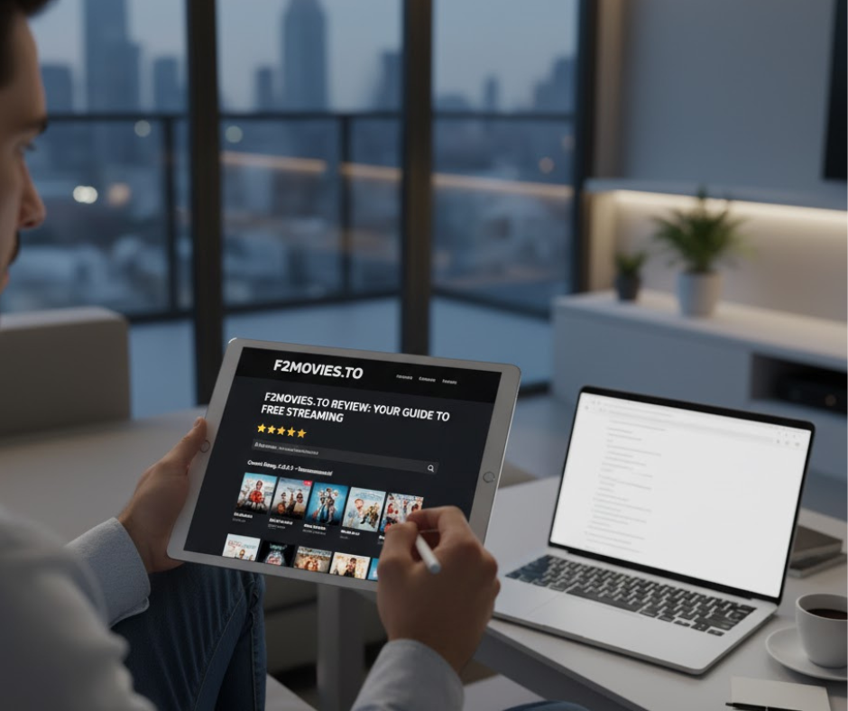 Create a high-quality, realistic feature image for a professional blog post. The theme of the blog is  F2movies.to Review. The image should look modern, clean, and visually appealing with a realistic photography style, not cartoon or animated. F2movies.to Review